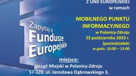 Punkt konsultacyjny dot. pozyskania dofinansowania z Funduszy Europejskich w Polanicy-Zdroju. Kliknięcie w obrazek spowoduje wyświetlenie jego powiększenia